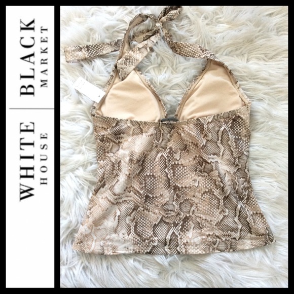 🔥SALE🔥 NWOT WHBM Snake-Print Halter Tankini Top - Picture 5 of 7